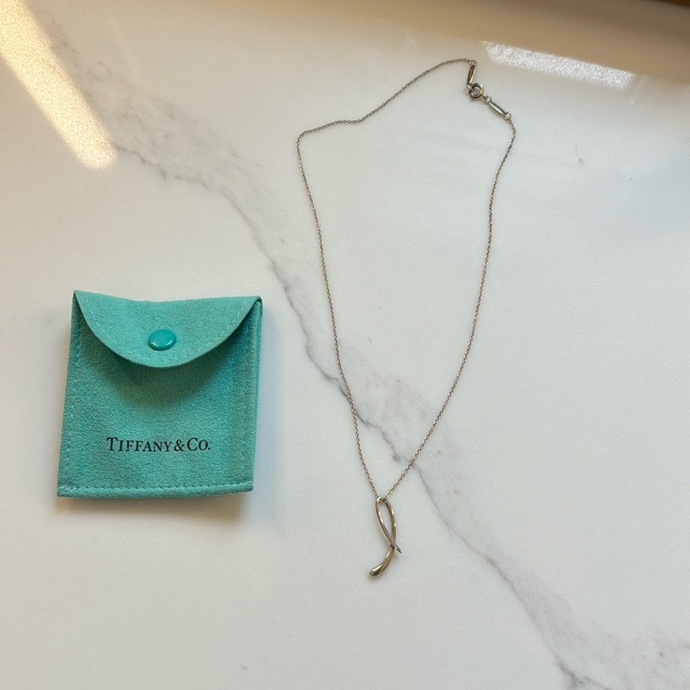 Tiffany initial necklace, silver, letter “L”